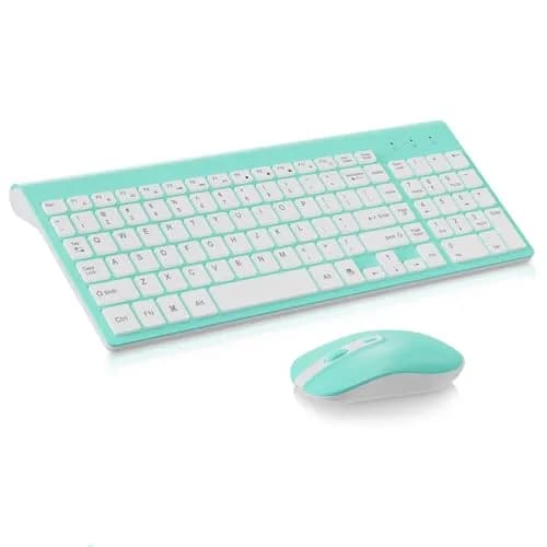 cimetech Wireless Keyboard and Mouse Combo - Blue White | Plug and Play 2.4GHz Wireless thumbnail 1