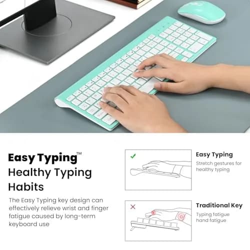 cimetech Wireless Keyboard and Mouse Combo - Blue White | Plug and Play 2.4GHz Wireless thumbnail 7