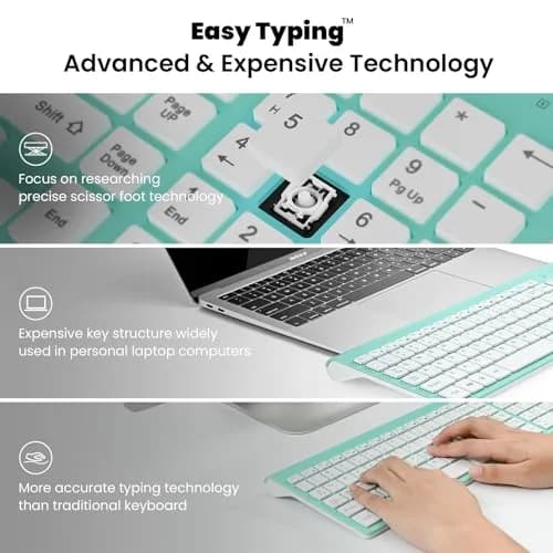 cimetech Wireless Keyboard and Mouse Combo - Blue White | Plug and Play 2.4GHz Wireless thumbnail 2