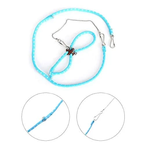 Wontee Adjustable Leash Harness with Bell for Small Animals | Soft Nylon & Metal, Blue, 6-15cm Neck, 8-18cm Chest, 83cm Length thumbnail 2