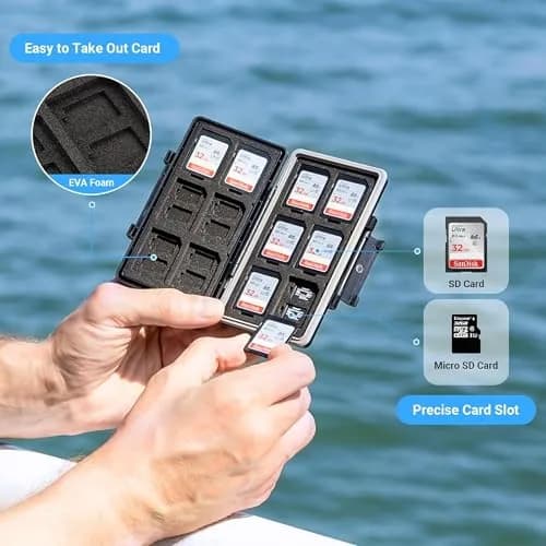 JJC 36-Slot Memory Card Case for 24 Micro SD & 12 SD Cards | Water-Resistant & Anti-Shock thumbnail 3