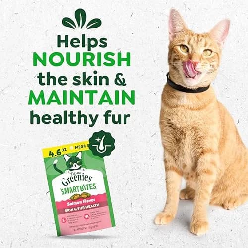 Greenies Feline Smartbites Skin & Fur Treats Salmon 4.6 oz | Omega-3 Support for Healthy Skin & Fur thumbnail 2