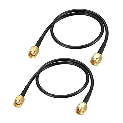 uxcell SMA Male to SMA Male Coaxial Cable 1 feet RG174 50 Ohm | 2pcs Pack for Routers & Antennas thumbnail 1