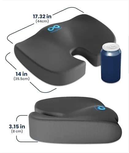 Everlasting Comfort Memory Foam Seat Cushion Large Gray | Doctor Recommended for Tailbone Pain Relief thumbnail 9