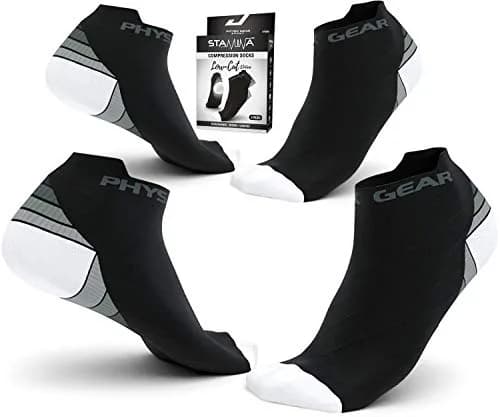 Physix Gear Short Compression Socks for Men & Women - Low Support Ankle Socks, Breathable, Seamless, Ideal for Running & Swelling, L/XL thumbnail 2