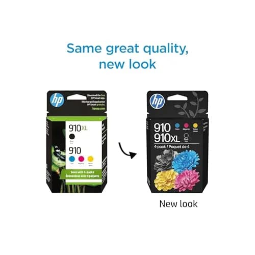 HP Original 910 Cyan, Magenta, Yellow / 910XL Black Ink Cartridges (4-Pack) | Fade-Resistant Documents & Brilliant Images thumbnail 3