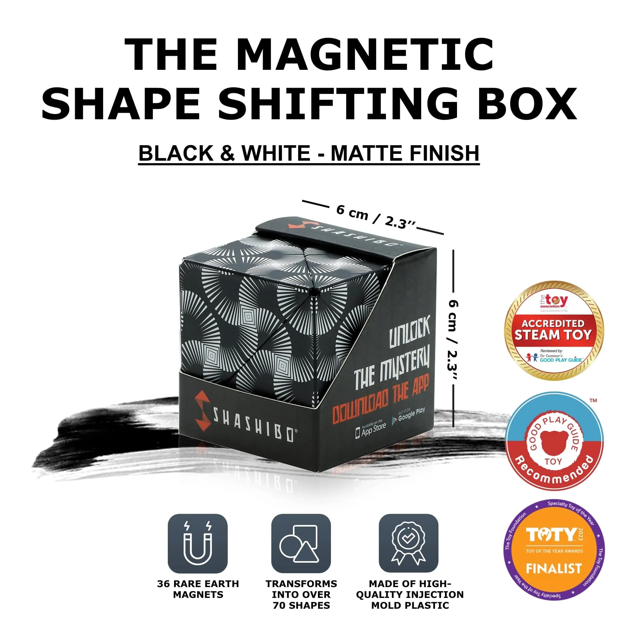 Shashibo Shape Shifting Cube Dodeca White & Black | Educational Puzzle Toy for Kids & Adults thumbnail 2