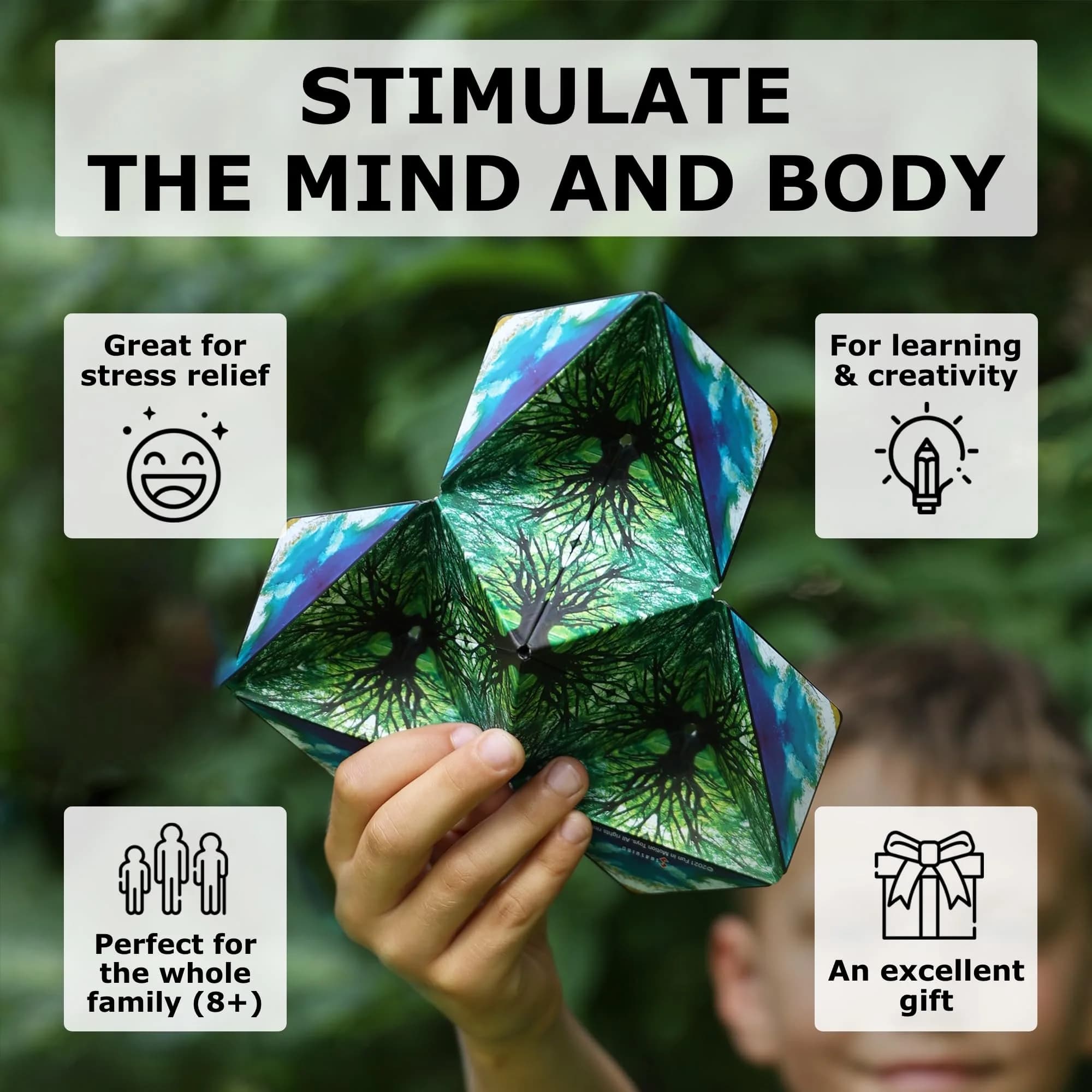 Shashibo Shape Shifting Cube Dodeca White & Black | Educational Puzzle Toy for Kids & Adults thumbnail 3