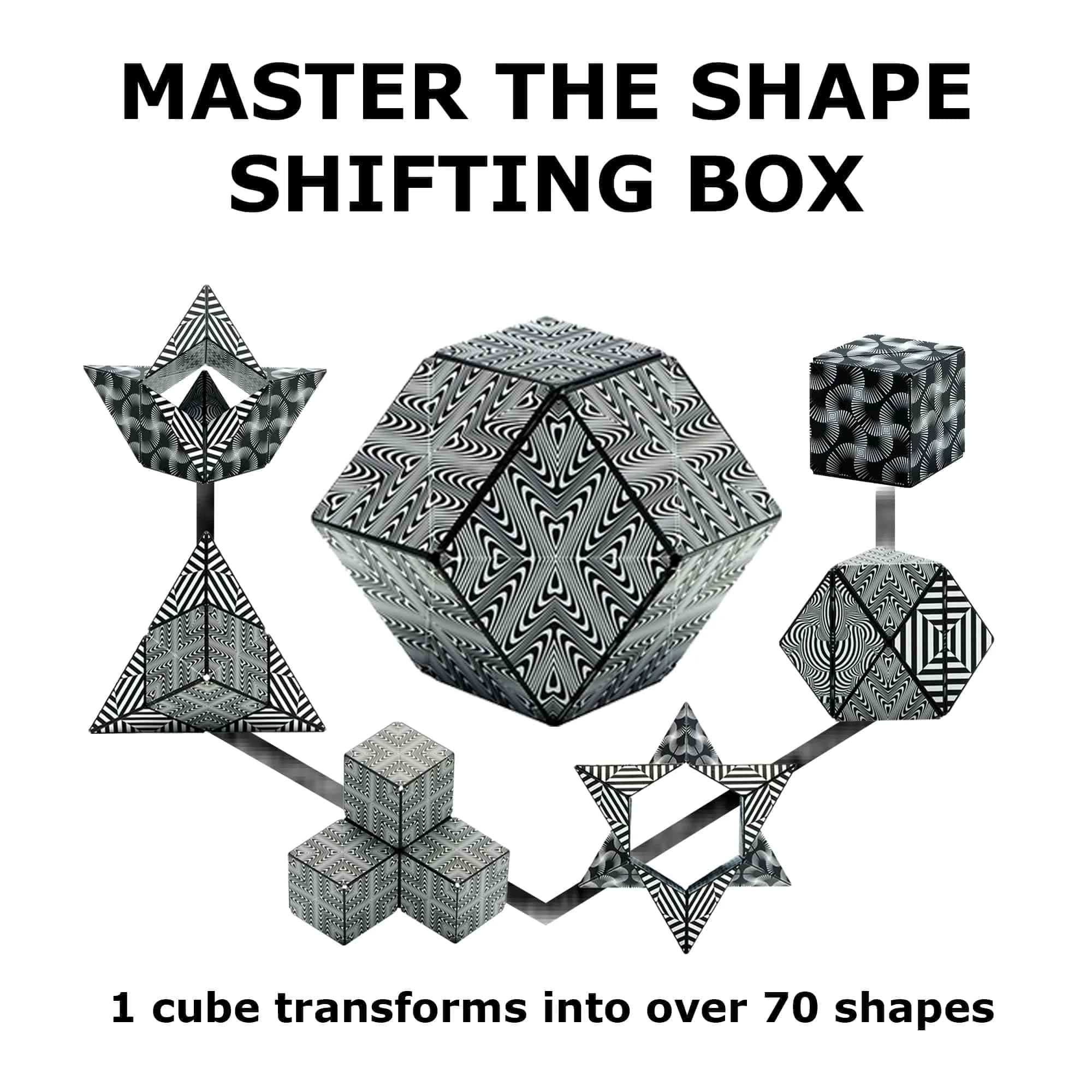 Shashibo Shape Shifting Cube Dodeca White & Black | Educational Puzzle Toy for Kids & Adults thumbnail 4