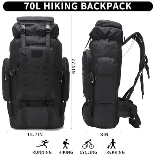 W WINTMING 70L Hiking Backpack for Men | Water-Resistant 900D Oxford, MOLLE System, Breathable Comfort thumbnail 2