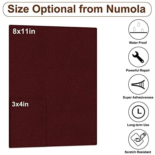 Numola Leather Repair Patch, 8×11 Inch Self-Adhesive Dark Wine Red | Waterproof, Easy Cut, Strong Adhesive thumbnail 2