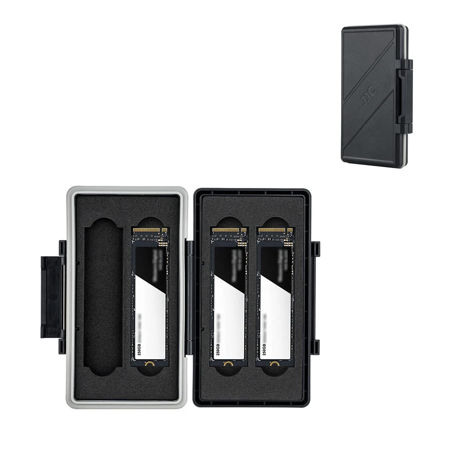 JJC 2-Slot 2.5 inch SSD Hard Drive Case | Water-Resistant & Shockproof Storage Box — 4 Slots=4 M.2 2280 SSD