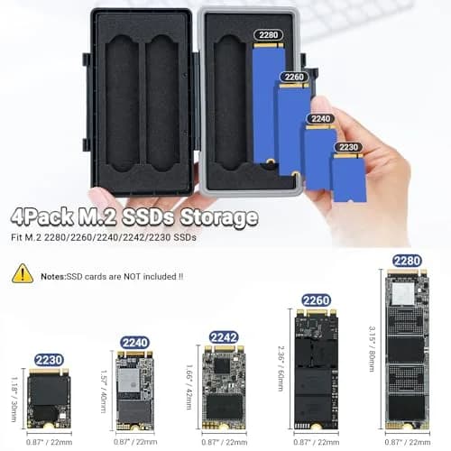 JJC M.2 NVMe SSD Storage Case Holder Box for 4x 2280/2260/2242/2230 SSDs | Water-Resistant, Anti-Shock, Dustproof thumbnail 4