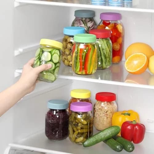AOZITA Plastic Regular Mouth Mason Jar Lids (18 Pack, 70mm) | Colored Storage Caps for Ball Jars, Leak Proof, Dishwasher Safe thumbnail 8