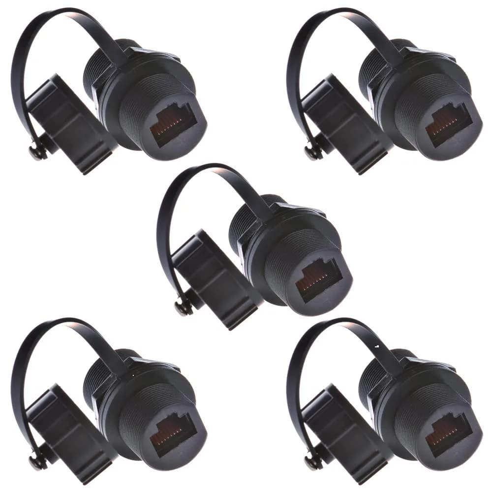 ANMBEST 5PCS Waterproof CAT6 Ethernet Panel Mount RJ45 Connectors | IP67 Dust & Water Resistant - main product image