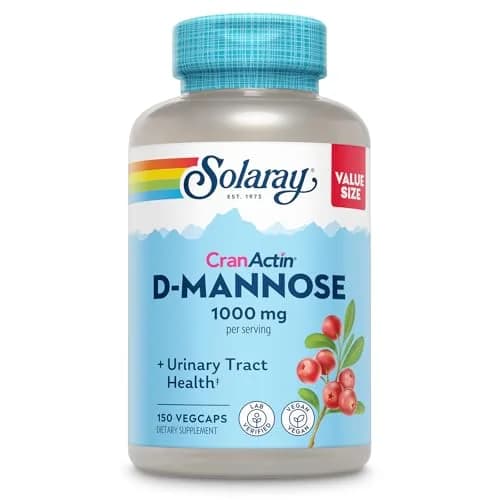 SOLARAY D-Mannose with CranActin Cranberry Supplement 150 Count | Urinary Tract Support & Antioxidant Boost thumbnail 1