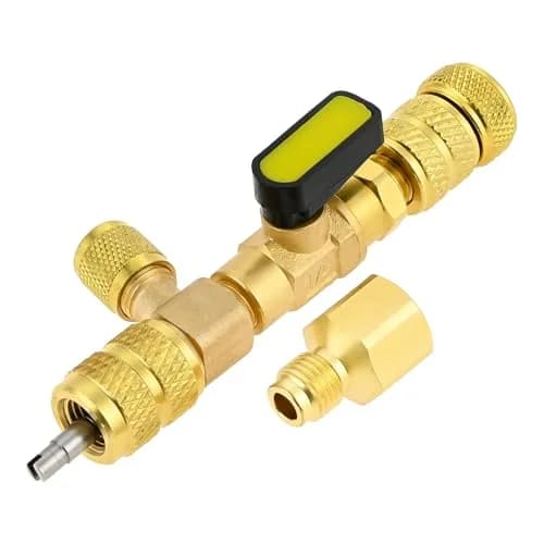 Aupoko Valve Core Remover Installer Tool R410A R22 AC Schrader Valve Core Remover with Dual Size 1/4"-5/16" Port | HVAC Drain Line Blow Out Tool thumbnail 1