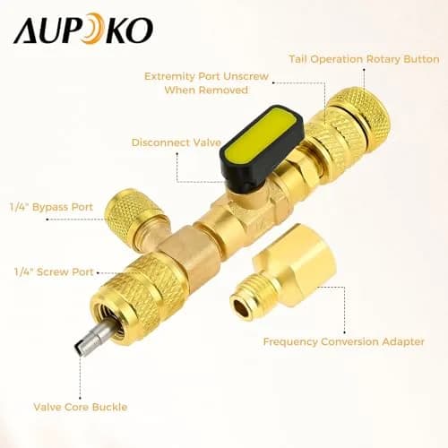 Aupoko Valve Core Remover Installer Tool R410A R22 AC Schrader Valve Core Remover with Dual Size 1/4"-5/16" Port | HVAC Drain Line Blow Out Tool thumbnail 2