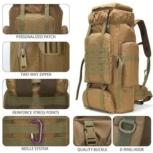 W WINTMING 70L Hiking Backpack for Men | Military Rucksack with Molle System & Expandable Capacity thumbnail 6
