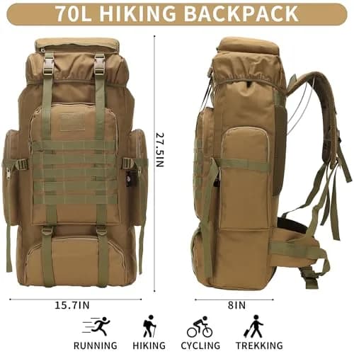 W WINTMING 70L Hiking Backpack for Men | Military Rucksack with Molle System & Expandable Capacity thumbnail 2
