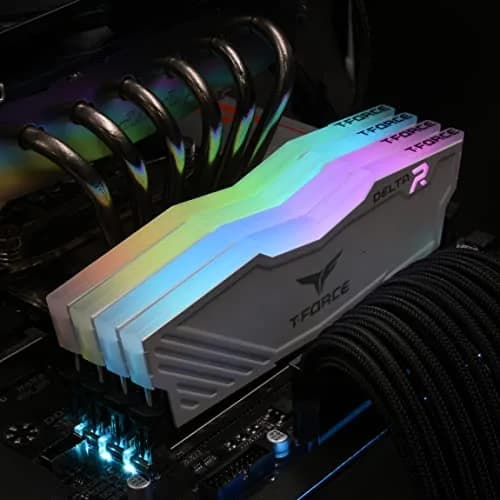 TEAMGROUP T-Force Delta RGB DDR4 16GB (2x8GB) 3200MHz CL16 Desktop Memory Kit White | 16GB (2x8GB) 3200MHz CL16 thumbnail 3
