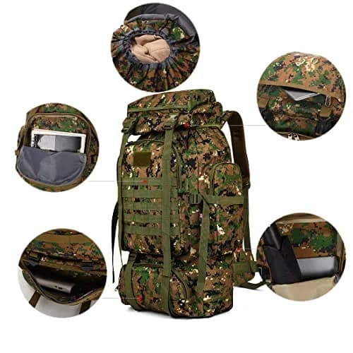 W WINTMING 70L Hiking Backpack with Molle System | Jungle Camouflage, Unisex-Adult thumbnail 7