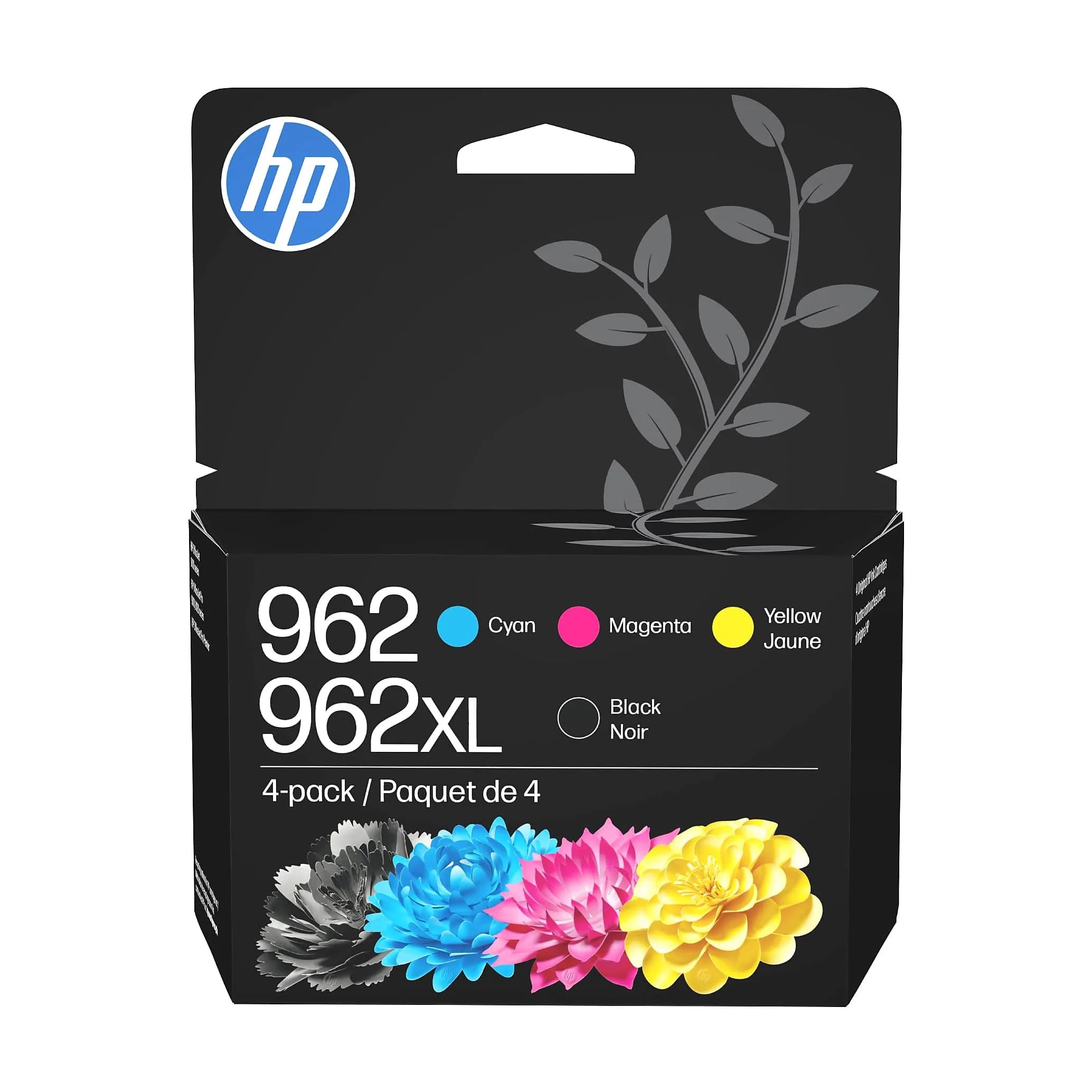 HP 962 Cyan, Magenta, Yellow Ink Cartridges | 700 Pages Per Color | Compatible with OfficeJet 9010, 9020 Series — Black