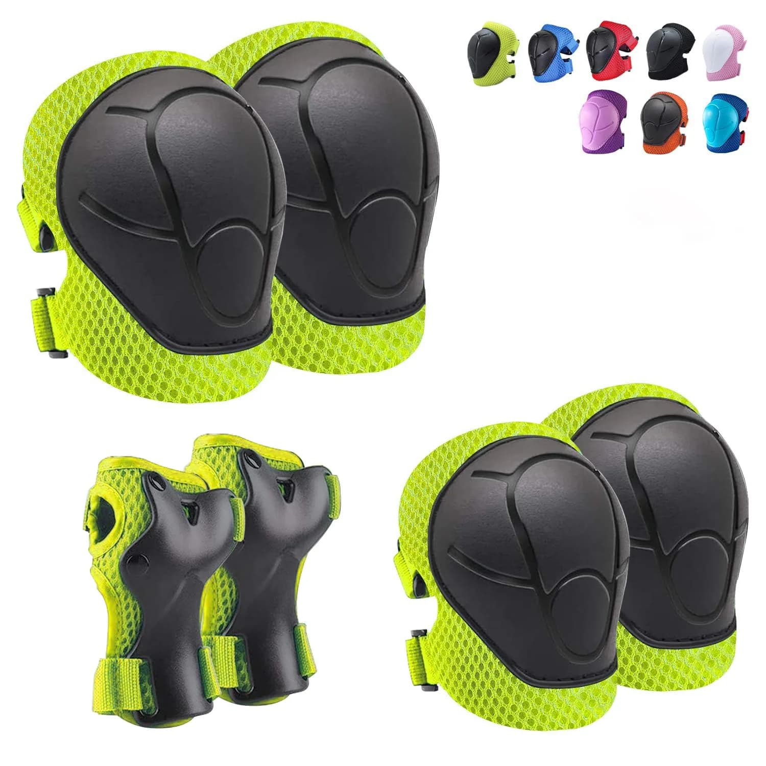 CKE Toddler Knee Pads and Elbow Pads with Wrist Guards for Kids,Blue S | Impact Protection Gear for Kids 3-8 — Green / Small