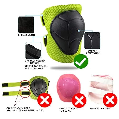 CKE Toddler Knee & Elbow Pads with Wrist Guards for Kids, Green | Impact Protection Gear for 3-8 Years thumbnail 4