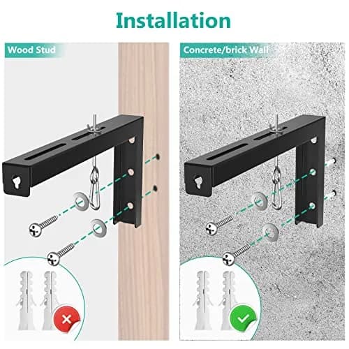 WALI Universal Projector Screen Mount L-Brackets 12 inch Adjustable Extension with Hook Kit, Black | Holds up to 36kg (80 lbs) thumbnail 7