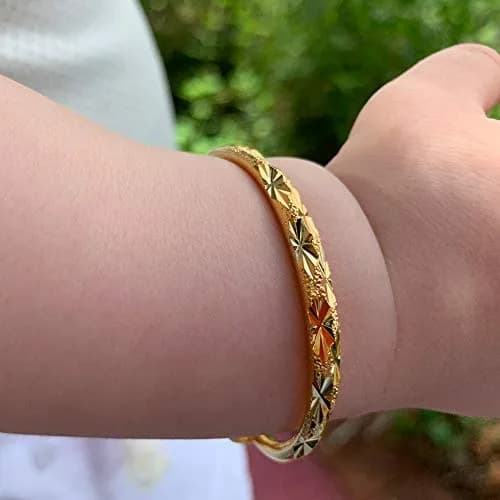 Ethlyn 18K Gold Plated Stars Kids Lucky Bangles (2-Pack, 5cm Inner Diameter) | Adjustable Fit for Ages 3+ thumbnail 6