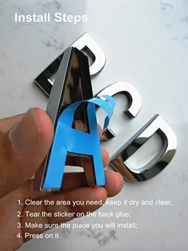 HopeWan Silver ABS Mailbox Letters A B C D, 7cm (2.75") High, 4-Pack | Waterproof & Durable 3D Chrome-Plated Signage thumbnail 4