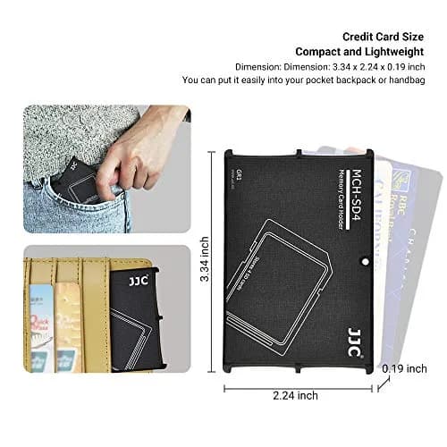 JJC 4 Slot SD Card Holder Case Storage Organizer, Slim Ultra-Thin SDHC SDXC Box | Credit Card Size Portable Memory Card Container thumbnail 6