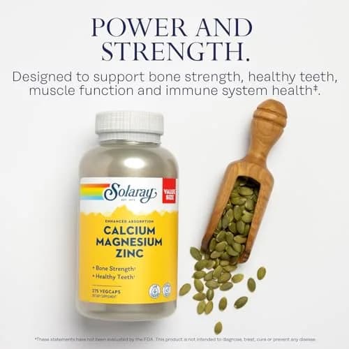 SOLARAY Calcium Magnesium Zinc, 275 VegCaps | Supports Bone & Immune Health, Vegan thumbnail 3