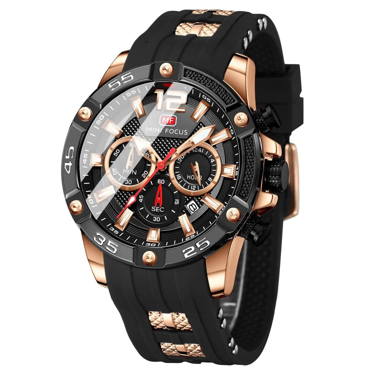 MF MINI FOCUS Men's Chronograph Watch 47mm (1.85") | Japanese Quartz Movement, Water Resistant 30M, Silicone Strap - main product image