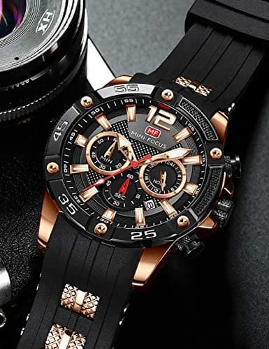 MF MINI FOCUS Men's Chronograph Watch 47mm (1.85") | Japanese Quartz Movement, Water Resistant 30M, Silicone Strap thumbnail 2