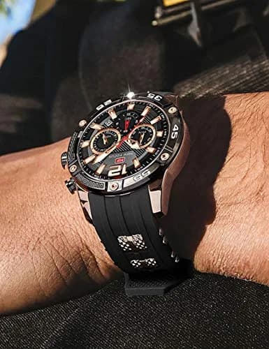 MF MINI FOCUS Men's Chronograph Watch 47mm (1.85") | Japanese Quartz Movement, Water Resistant 30M, Silicone Strap thumbnail 3