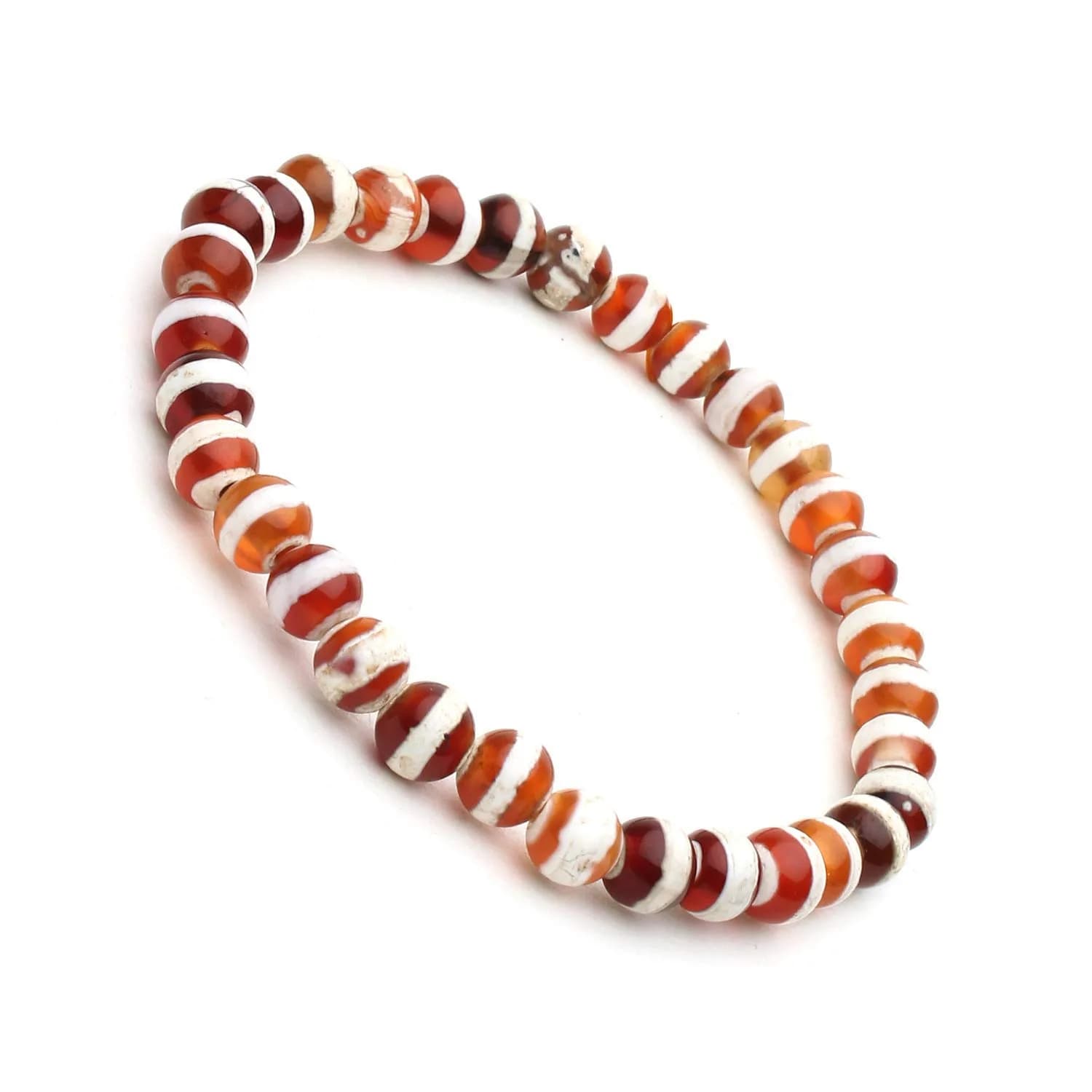 Arihant Gems & Jewels Healing Crystal Stretch Bracelet 19 cm (7.5 in) | Gemstone Reiki Yoga Unisex — Tibetan Agate Beads Bracelet