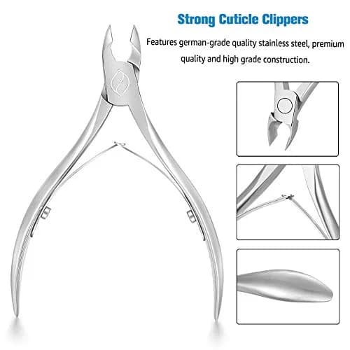 FERYES Cuticle Clippers 1/2 Jaw - Professional Cuticle Cutter Nail Skin Clipper Hangnail Trimmer Silver 5.5cm (2.2in) | Precision Tool for Manicure & Pedicure thumbnail 2
