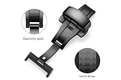 TEXNEWS Stainless Steel Deployment Clasp for Leather Watch Bands - 14mm to 22mm Widths | Polished Finish thumbnail 5