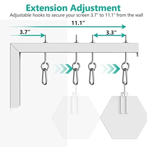 WALI Universal Projector Screen Ceiling Mount, Wall Hanging Mount L-Brackets, 12 inch Adjustable Extension with Hook Kit, 1.16 kg (2.56 lb) | Holds up to 36 kg (80 lbs) thumbnail 5