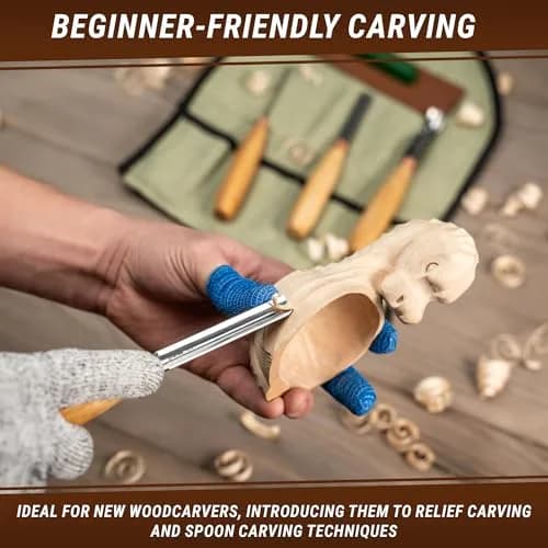 BeaverCraft Wood Carving Gouges Chisels Kit SC01 - Wood Spoon & Whittling Tools | High Carbon Steel, 7.56" thumbnail 4