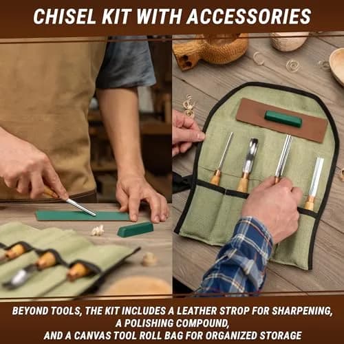 BeaverCraft Wood Carving Gouges Chisels Kit SC01 - Wood Spoon & Whittling Tools | High Carbon Steel, 7.56" thumbnail 5