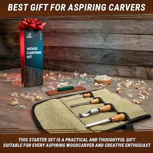 BeaverCraft Wood Carving Gouges Chisels Kit SC01 - Wood Spoon & Whittling Tools | High Carbon Steel, 7.56" thumbnail 6