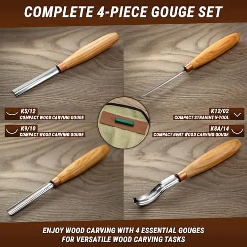 BeaverCraft Wood Carving Gouges Chisels Kit SC01 - Wood Spoon & Whittling Tools | High Carbon Steel, 7.56" thumbnail 2