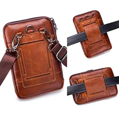 Hebetag Genuine Leather Phone Belt Holster Waist Case Bag 19cm (7.48") | Horizontal & Vertical Carry thumbnail 4