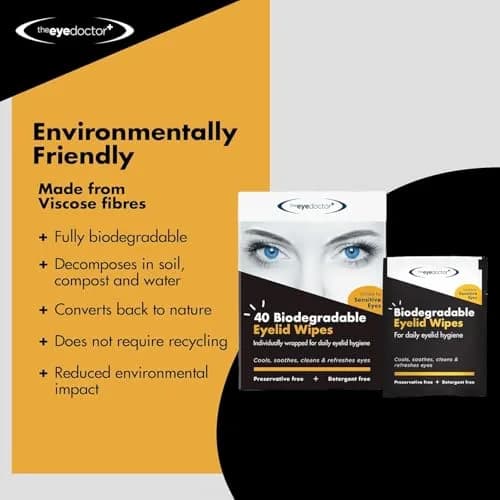 The Eye Doctor Biodegradable Eyelid Wipes 40 Count (1.5 oz) | Gentle Sensitive Eye Cleaner for Daily Lid Care thumbnail 8