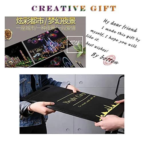 Boteen Scratch Rainbow Painting Art Paper Set with 4 Tools, 40.5cm x 28.5cm (16''x11'') | Creative Gift for Adults thumbnail 6