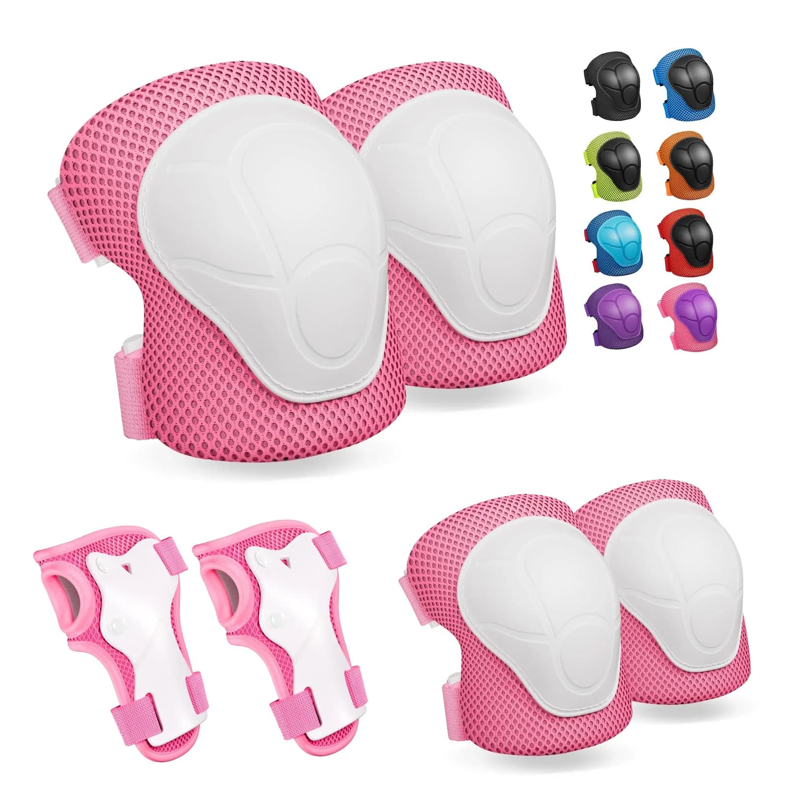 CKE Toddler Knee Pads and Elbow Pads with Wrist Guards for Kids,Blue S | Impact Protection Gear for Kids 3-8 — Pink / Small