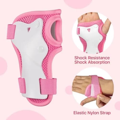 CKE Kids Knee Pads and Elbow Pads with Wrist Guards 3-in-1 Protective Gear Set for Skating, Cycling, Scooter (Pink, Small) thumbnail 3